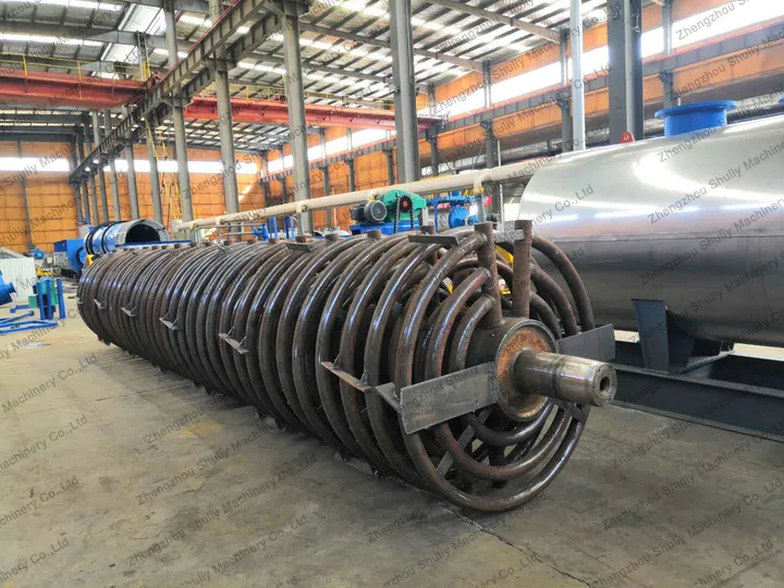 internal structure of the fish meal dryer showing heating coil arrangement